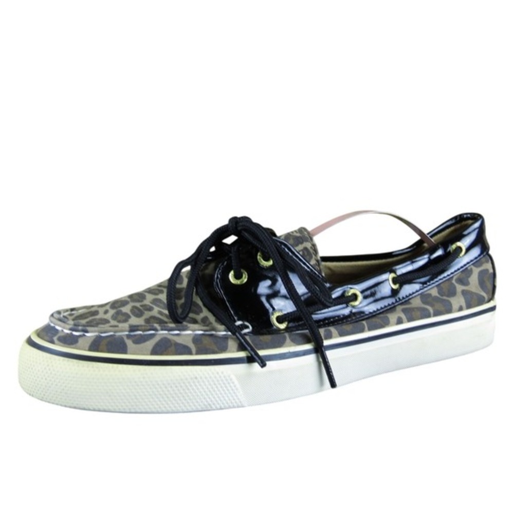 SPERRY Women's Leopard Boat‎ Shoe Brown Fabric Sz 9 Medium Gently Used 2025